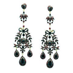 Antique Victorian/Georgian Earrings with Ruby and Garnet