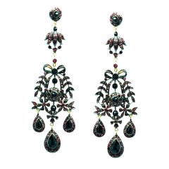 Victorian/Georgian Earrings with Ruby and Garnet