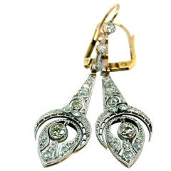 Edwardian Diamond Platinum 18K Gold Earrings