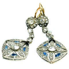 Edwardian Diamond and Platinum 18K Gold Earrings