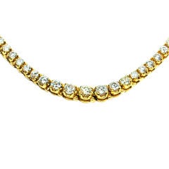 Riviere Diamond Necklace set in 14K Gold.