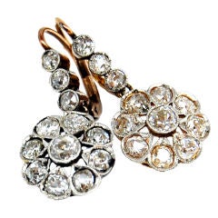 Edwardian Diamond and Platinum 18K Gold Earrings