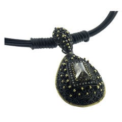 Black Diamond Pendant set in Yellow Gold and Blackened Silver