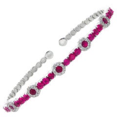 Beautiful Ruby Diamond White Gold Bangle