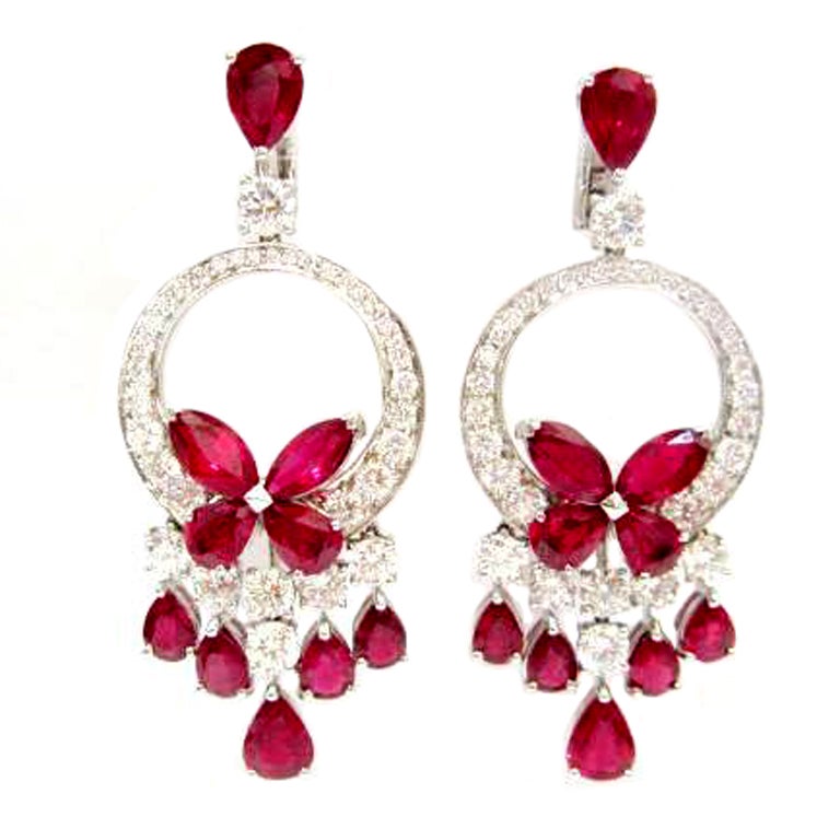 GRAFF Breathtaking Ruby and Diamond Earrings For Sale