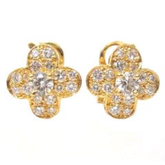 VAN CLEEF & ARPELS Trefle Gold and Diamond Earrings