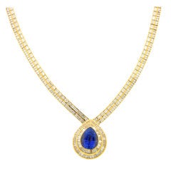 Impressive Blue Sapphire and Diamond Necklace