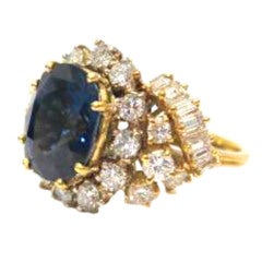 Magnificent Blue Sapphire and Diamond Ring