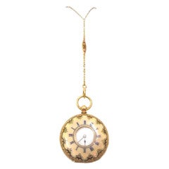 Yellow Gold and Enamel Pendant Watch