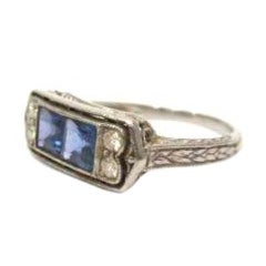 Antique Blue Sapphire and Diamond Ring
