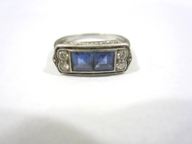 Antique Blue Sapphire and Diamond Ring