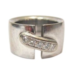 Diamond and Gold Wide Ring