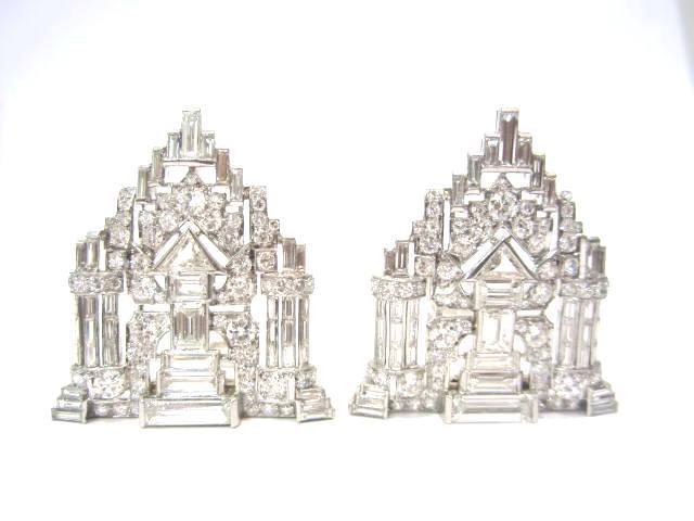 Art Deco Diamond Platinum Clips