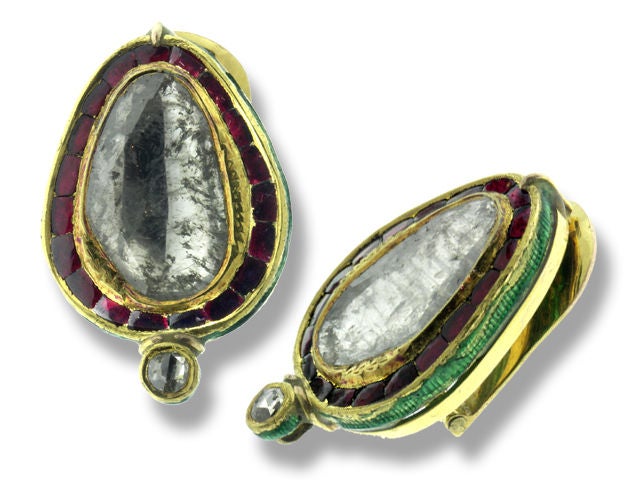 Indian Yellow Gold, Ruby and Diamond Set (Necklace & Earrings)