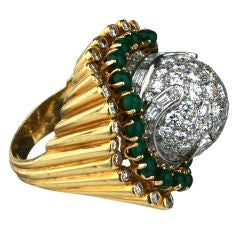 Yellow Gold and White Gold Vintage Retro Emerald 
Dia. Ring