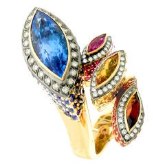 Vintage Magnificent Rose Gold Gemstone Diamond Ring