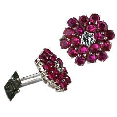 White Gold, Ruby and Diamond Cuff links