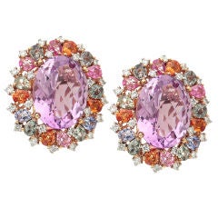 Diamond, Amethyst and Rose Gold Button Earrings