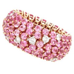 Pink Sapphire and Diamond Flexible Ring
