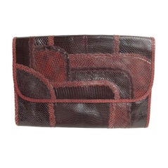 Retro Carlos Falchi Patchwork Reptile Clutch