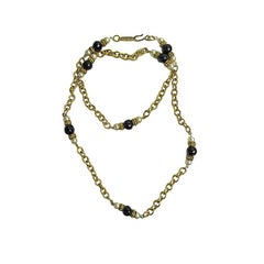 1970s Long Glass Bead Yves Saint Laurent Necklace