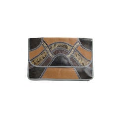 Retro Carlos Falchi Reptile Patchwork Clutch