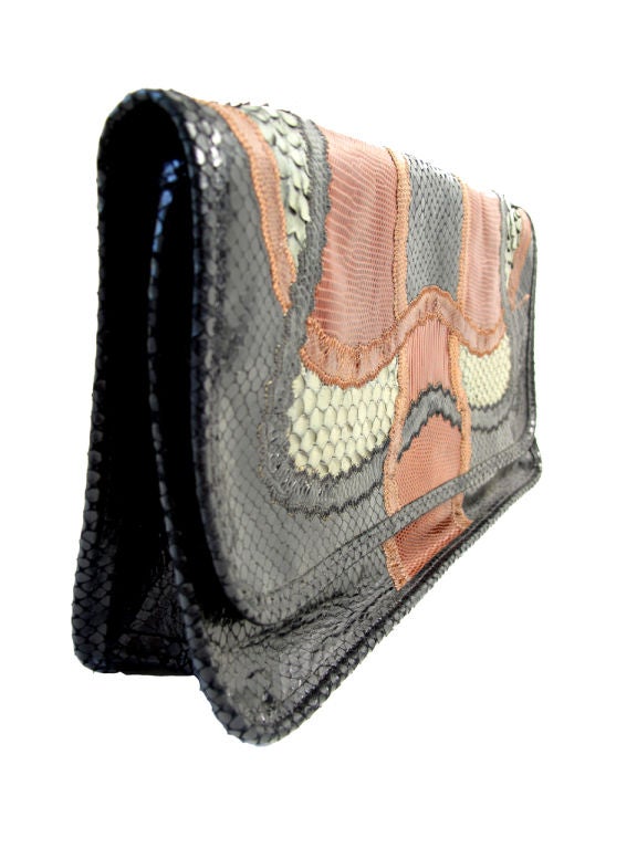 CARLOS FALCHI Reptile Patchwork Clutch