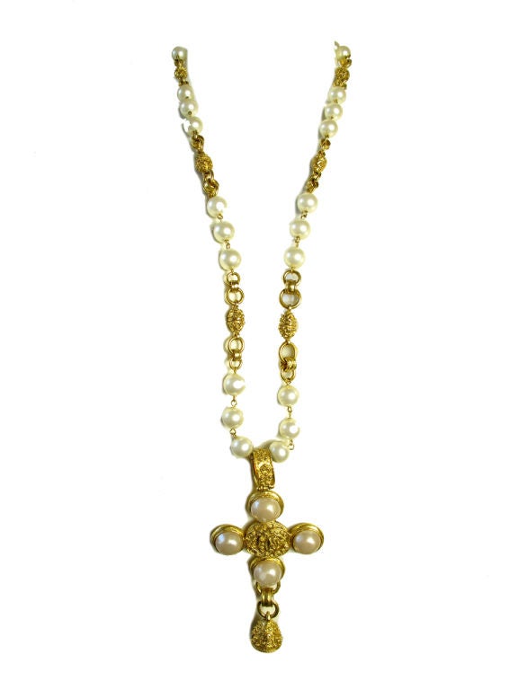 CHANEL "CC" Cross Necklace With Bell
