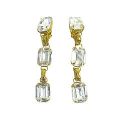 CHANEL Large Rhinestone Dangle Earrings