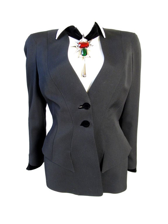 Thierry Mugler Tuxedo Jacket with Rhinestone Collar