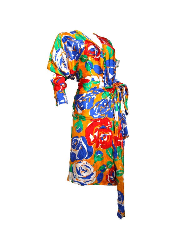 Isabelle Allard silk printed dress with tie at hips. 38