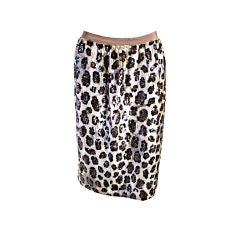 BILL BLASS Sequin Leopard Skirt