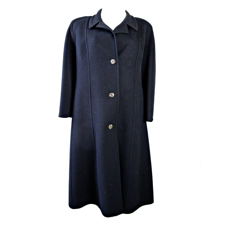 Gucci Black Wool Coat, 1980s  