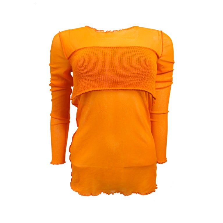 Jean Paul Gaultier Sheer Mesh Top With Knit Stripe