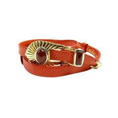 Vintage Judith Leiber Red Lizard Waist Belt