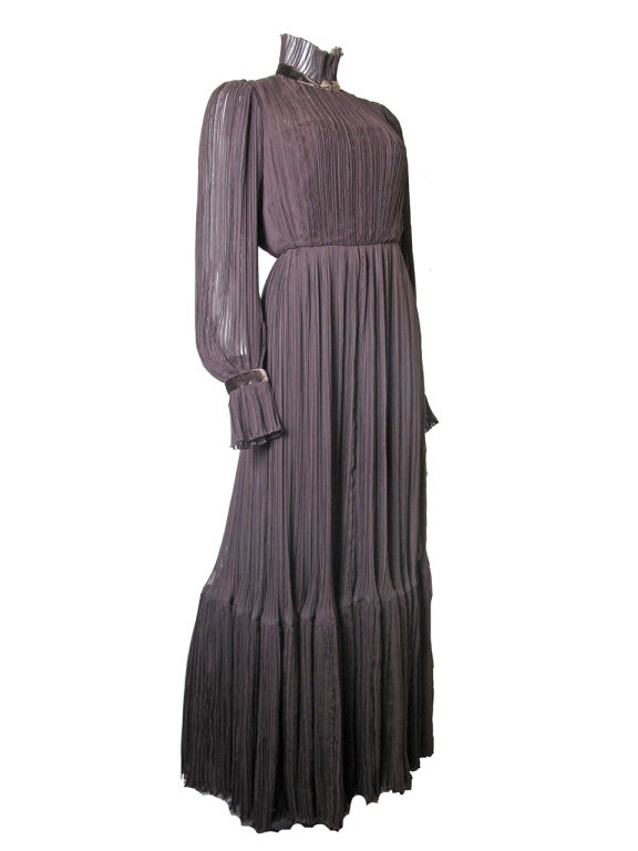 1960's - 1970's Bob Mackie brown chiffon peasant gown. 33