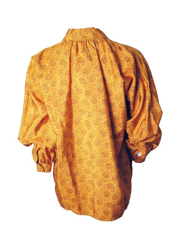 Orange 1970s Yves Saint Laurent Silk Peasant Blouse - Never worn