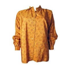 1970s Yves Saint Laurent Silk Peasant Blouse - Never worn