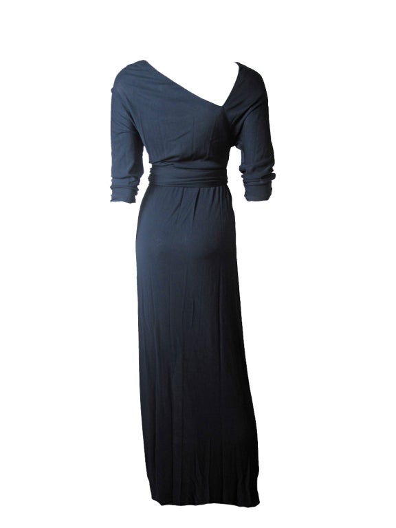 Black Halston black silk Jersey Gown, 1970s 