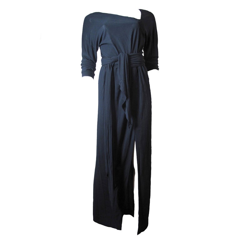 Halston black silk Jersey Gown, 1970s