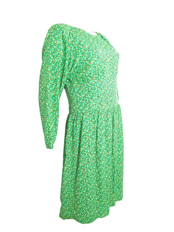Valentino green silk printed dress.  33