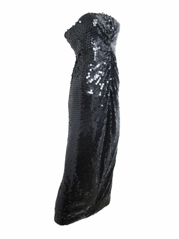 OLEG CASSINI Strapless Sequin Gown - sale In Good Condition In Austin, TX