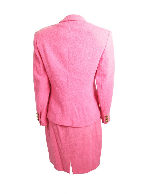 Women's 1980s pink Lolita Lempicka suit with mirrored buttons