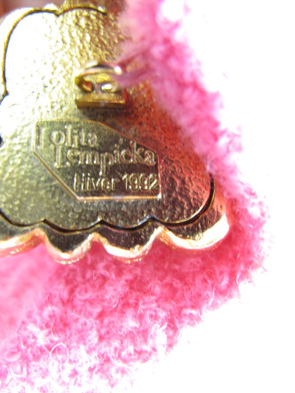 1980s pink Lolita Lempicka suit with mirrored buttons 1
