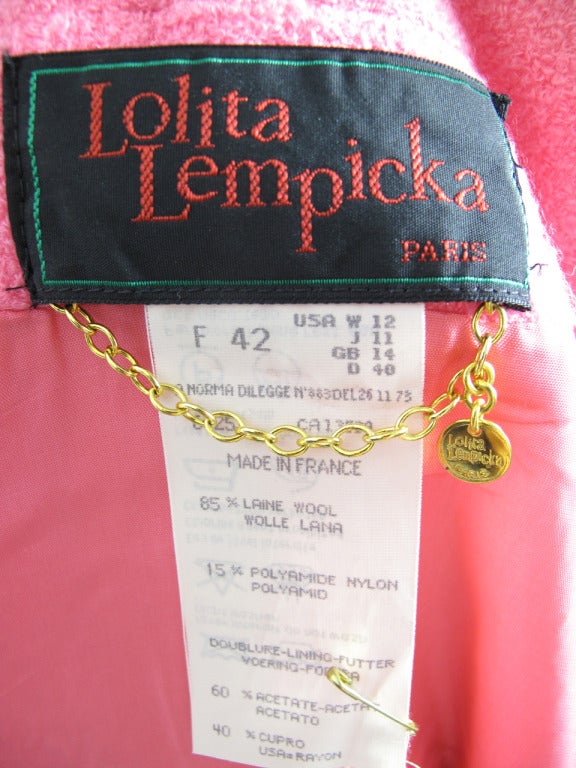 1980s pink Lolita Lempicka suit with mirrored buttons 2
