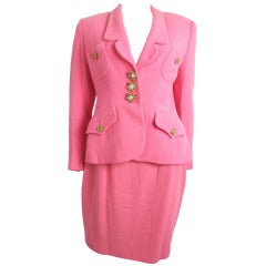 1980s pink Lolita Lempicka suit with mirrored buttons