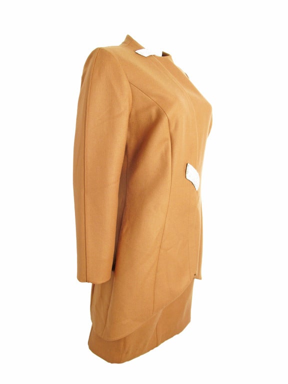 Thierry Mugler coffee suit with rhinestone buttons In Excellent Condition In Austin, TX