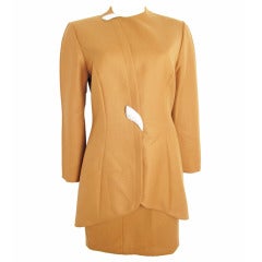 Thierry Mugler coffee suit with rhinestone buttons 1