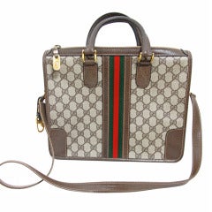 Gucci logo satchel bag with red/green canvas stripe