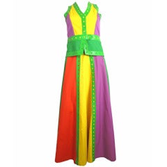 Vintage 1970s Sant Angelo multi-colored vest and skirt